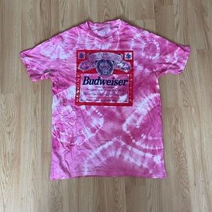 Pink Tiedye Budweiser Tee Tie Die